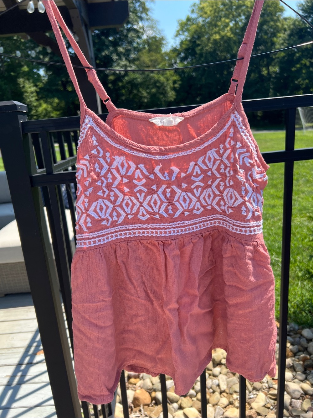NWOT - Dusty Pink Embroidered Spaghetti Strap Tank Top